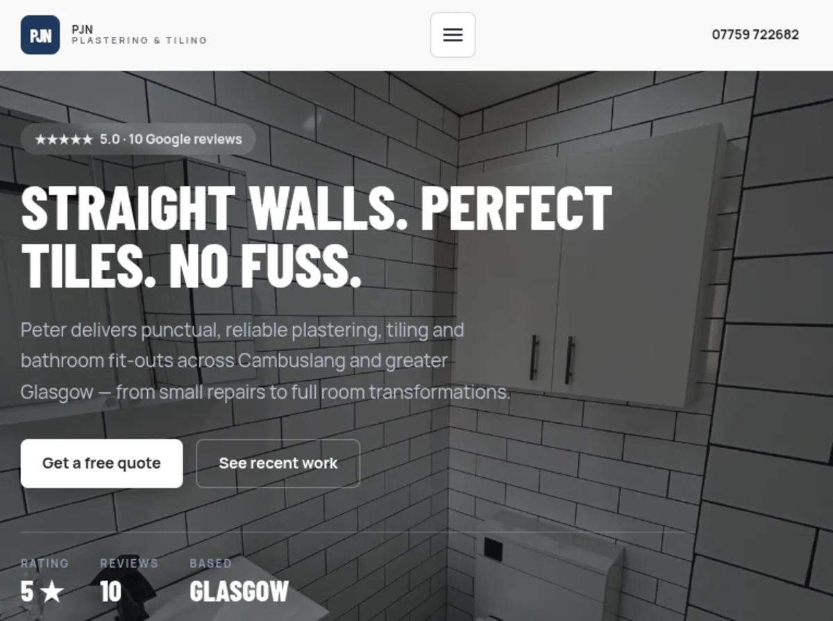 PJN Plastering & Tiling website screenshot
